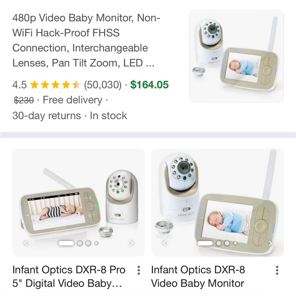 Infant  optics monitor and camera